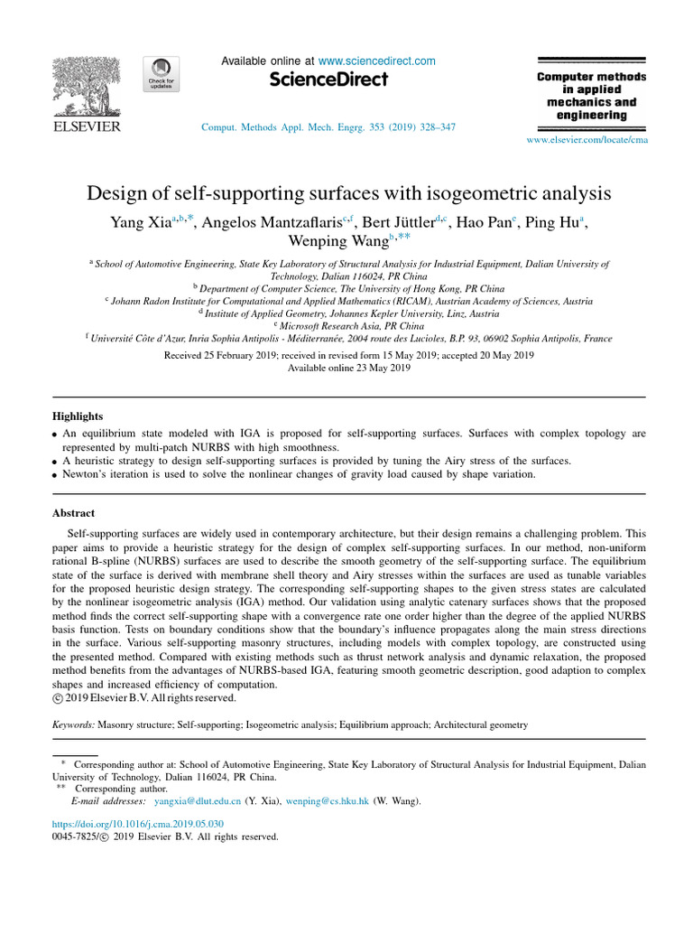 Self-Supporting Surface Design with IGA | PDF | Stress (Mechanics) | Force