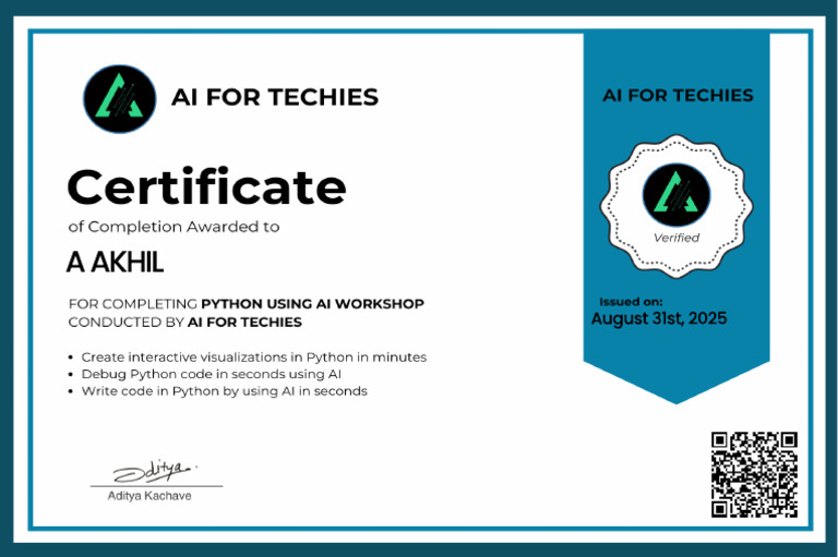 Amarachintha Akhi's Python Certificate | PDF