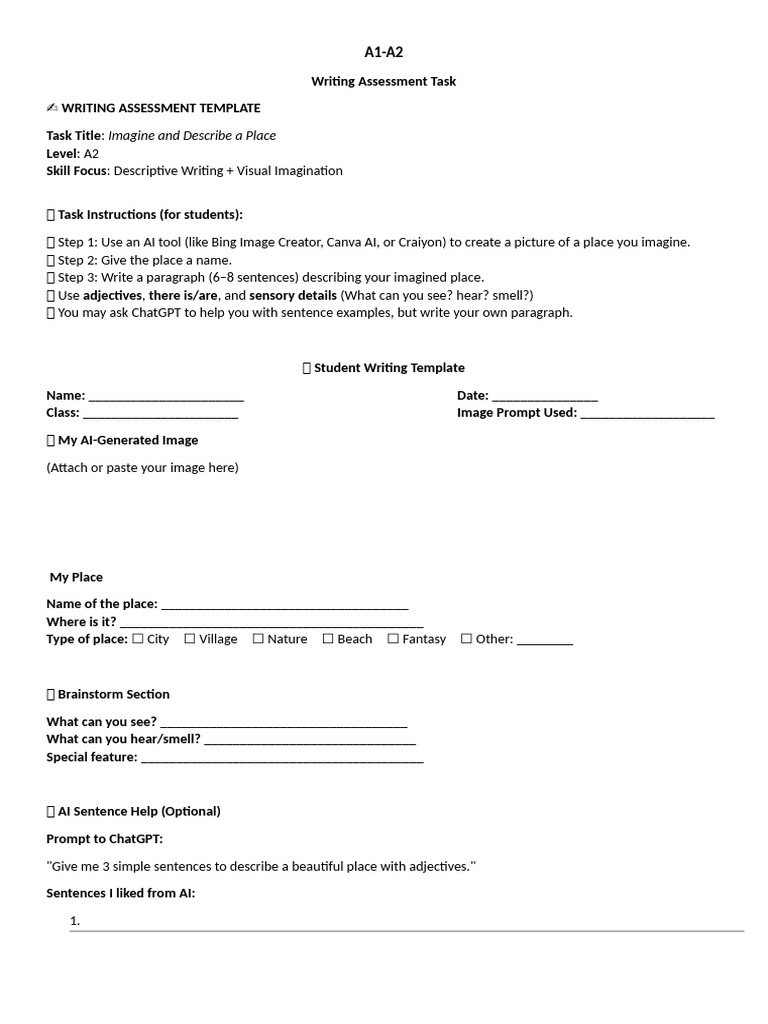 A1-A2 Writing Assessment Task | PDF | Human Communication | Cognitive ...
