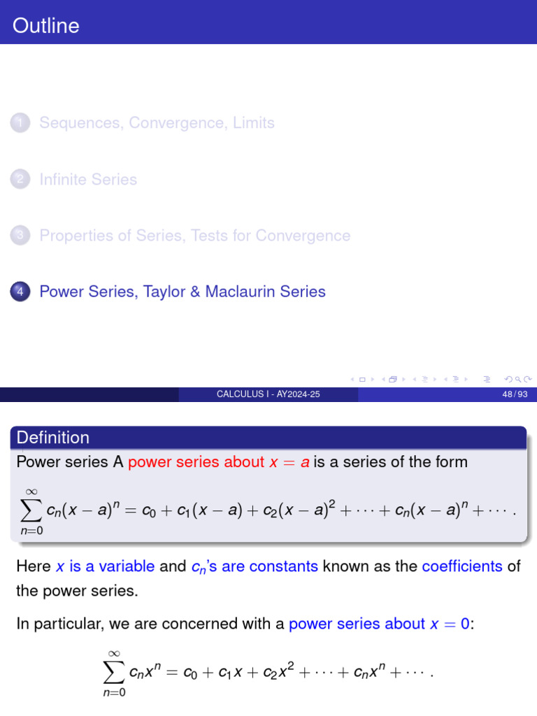 Power Series and Convergence in Calculus | PDF | Power Series | Real ...