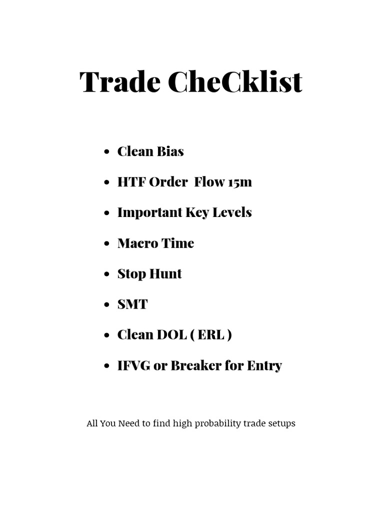 High Probability Trade Setup Checklist | PDF | Market Trend | Market ...