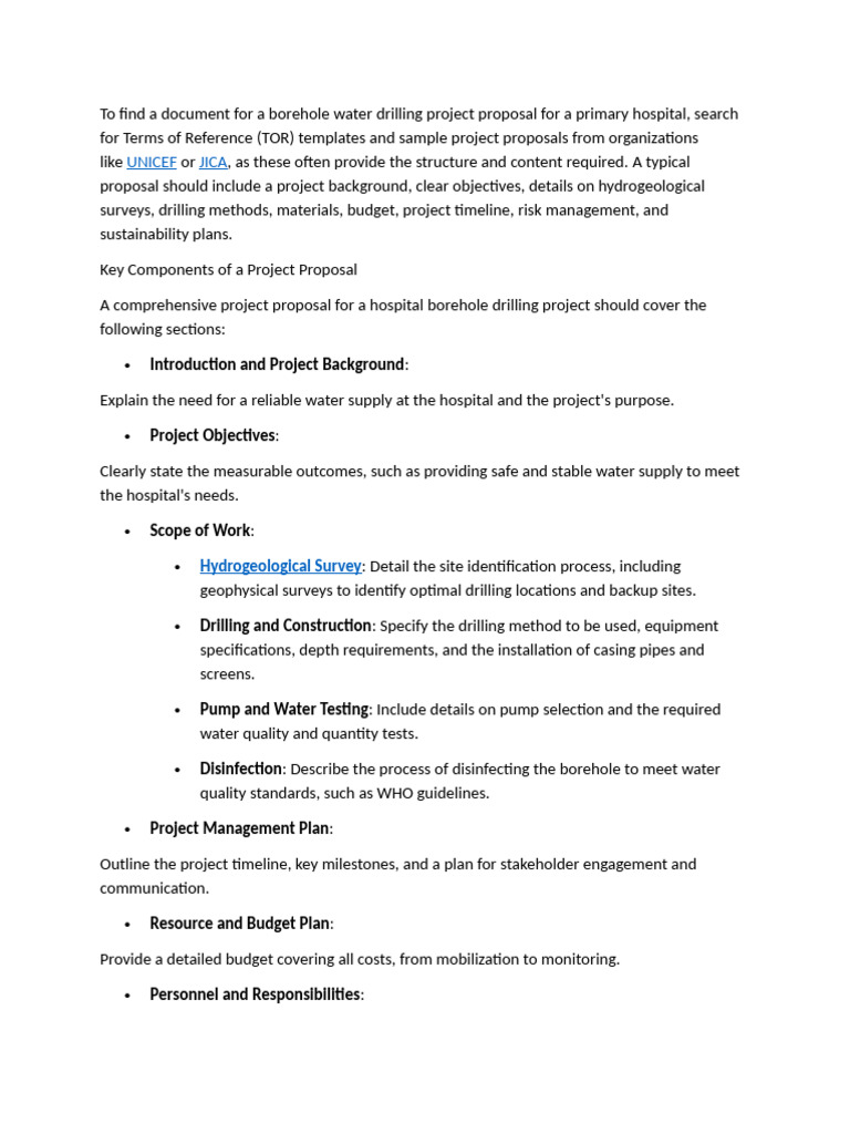 Borehole Drilling Proposal Guide | PDF | Drinking Water | Sanitation