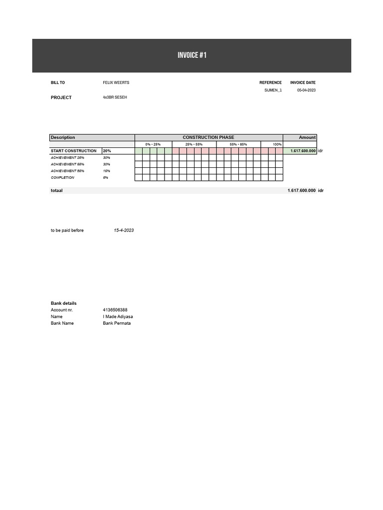 CNSTRCTN Made Adiyasa Invoice #1 | PDF