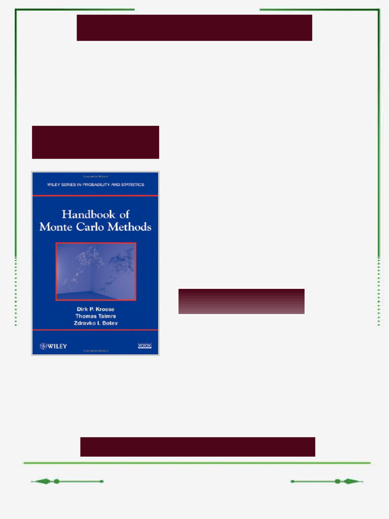 Handbook of Monte Carlo Methods 1st Edition Dirk P. Kroese ebook ...