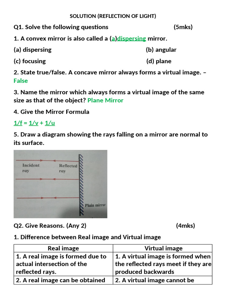 Understanding Mirrors: Types, Formulas, and Images | PDF | Mirror ...