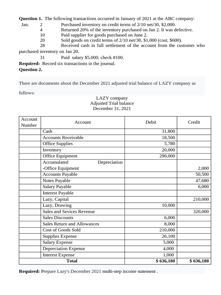 Journal Entries and Financial Statements Guide | PDF | Debits And ...