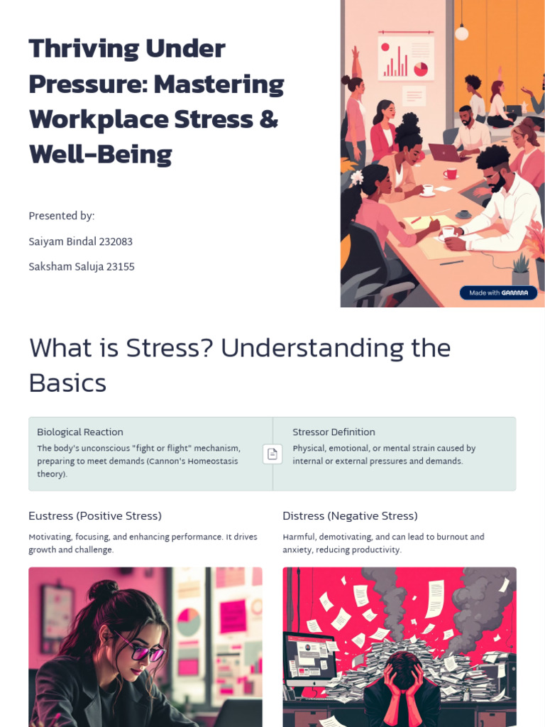 Thriving Under Pressure Mastering Workplace Stress and Well Being | PDF ...