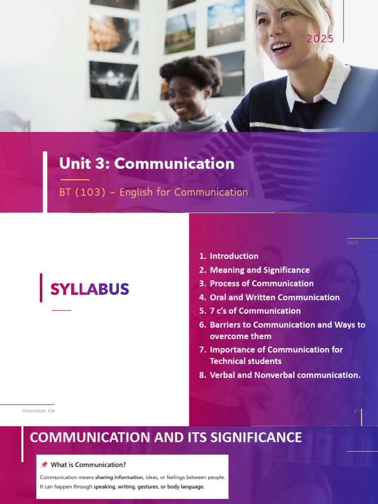 English Unit 3 RGPV | PDF | Communication | Body Language