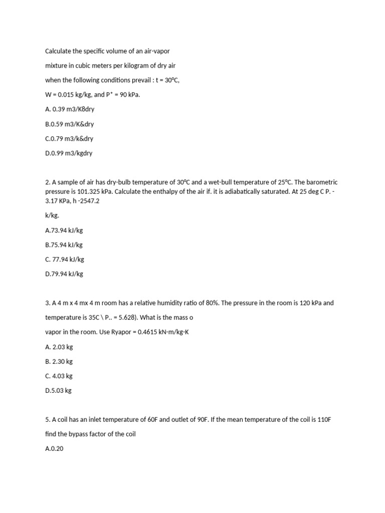 Air Conditioning Calculations and Analysis | PDF | Humidity ...