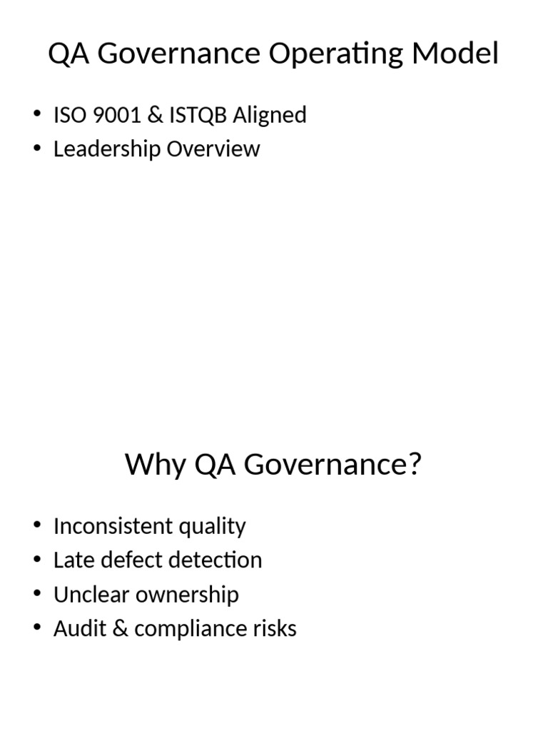QA Governance Model for Quality Assurance | PDF