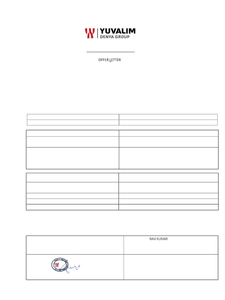 Israel Offer Letter Ravi Kumar PDF | PDF