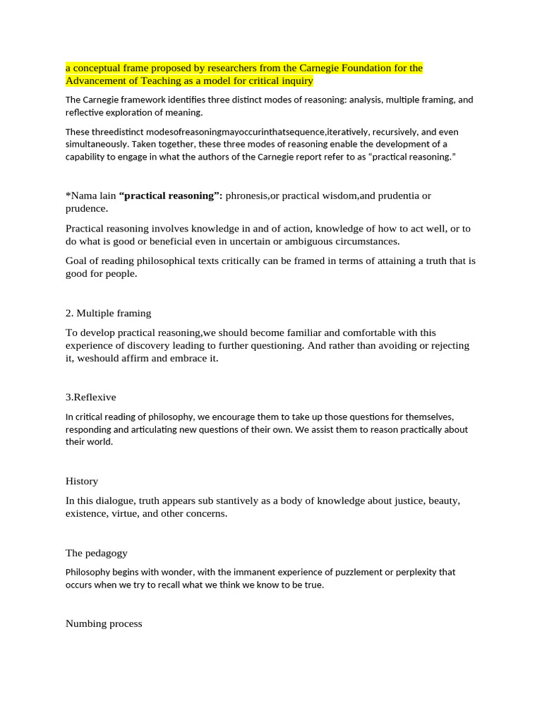Carnegie Framework for Practical Reasoning | PDF