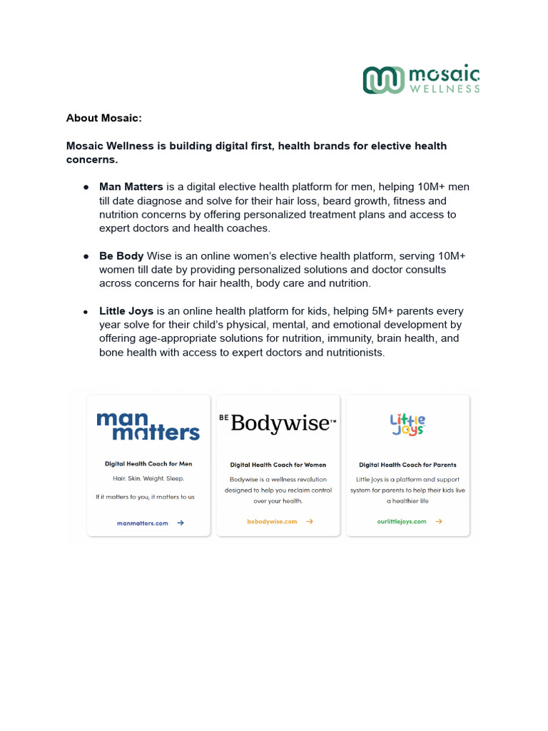 Mosaic Wellness - Fellowship Program - JD | PDF