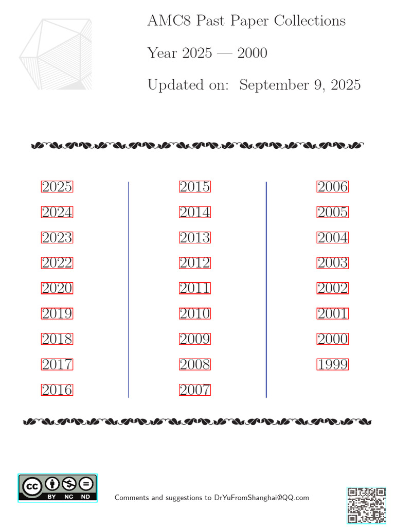 AMC8 Past Papers 2000-2025 Collection | PDF | Area | Rectangle
