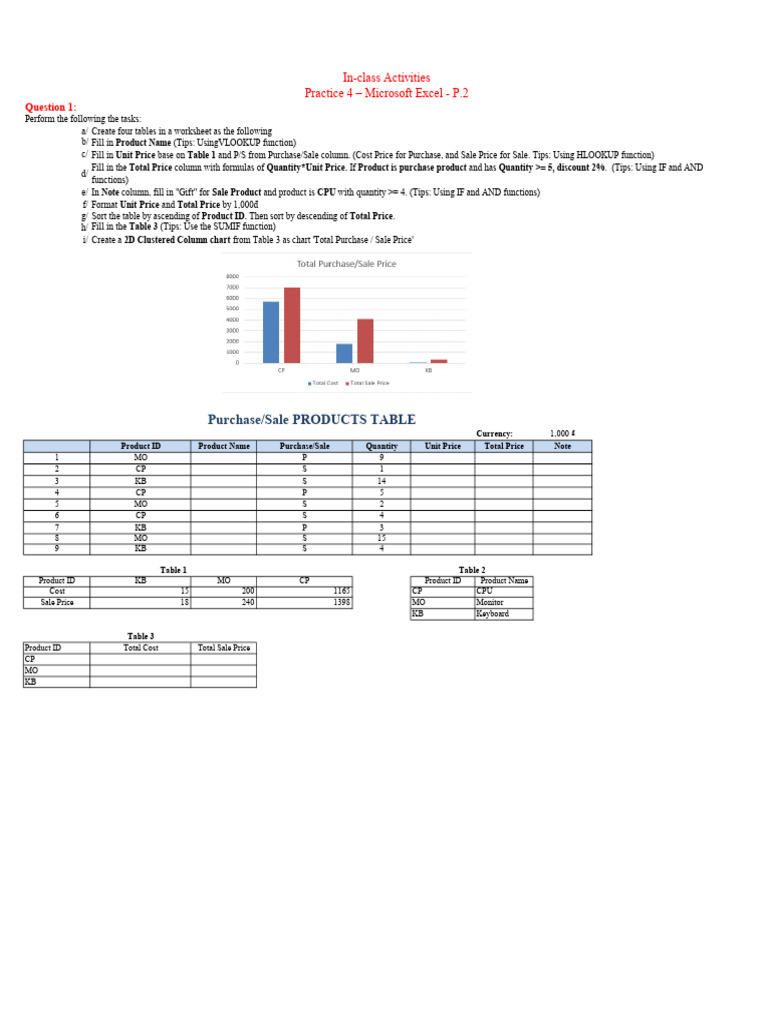 Excel Tasks for Product and KPI Analysis | PDF | Computer Hardware ...