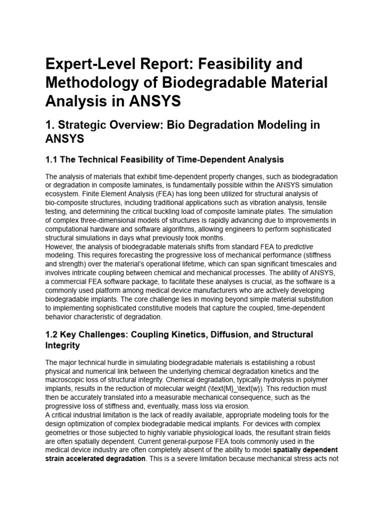 Biodegradable Material Analysis in ANSYS | PDF | Biodegradation ...