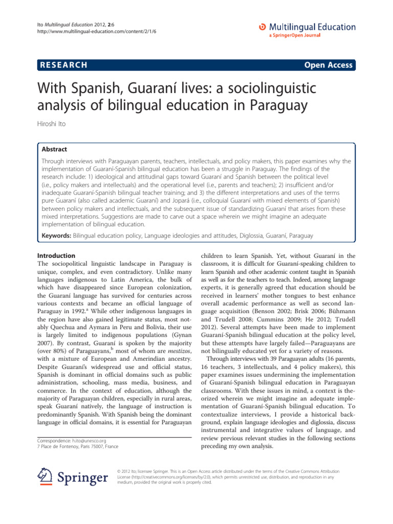 Bilingual Education Challenges in Paraguay | PDF | Multilingualism ...