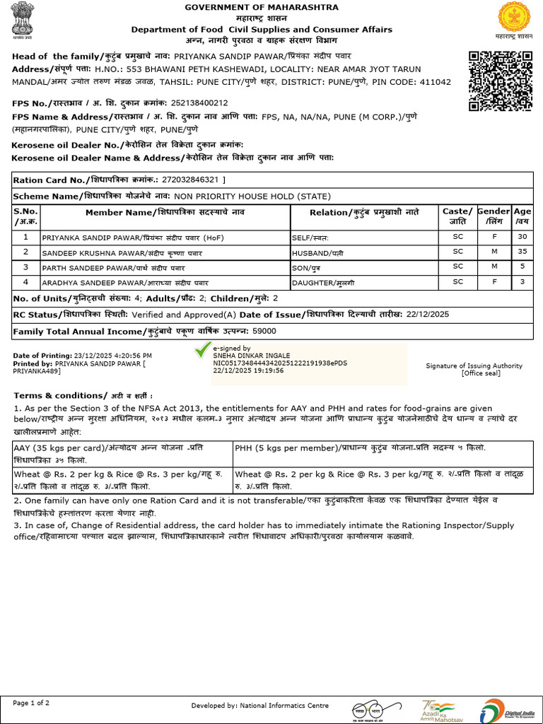 Maharashtra Ration Card Details | PDF
