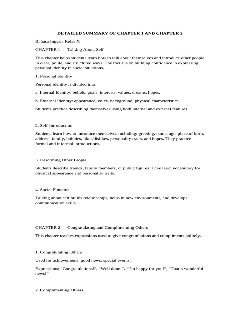 Detailed Chapter1 2 Summary English | PDF