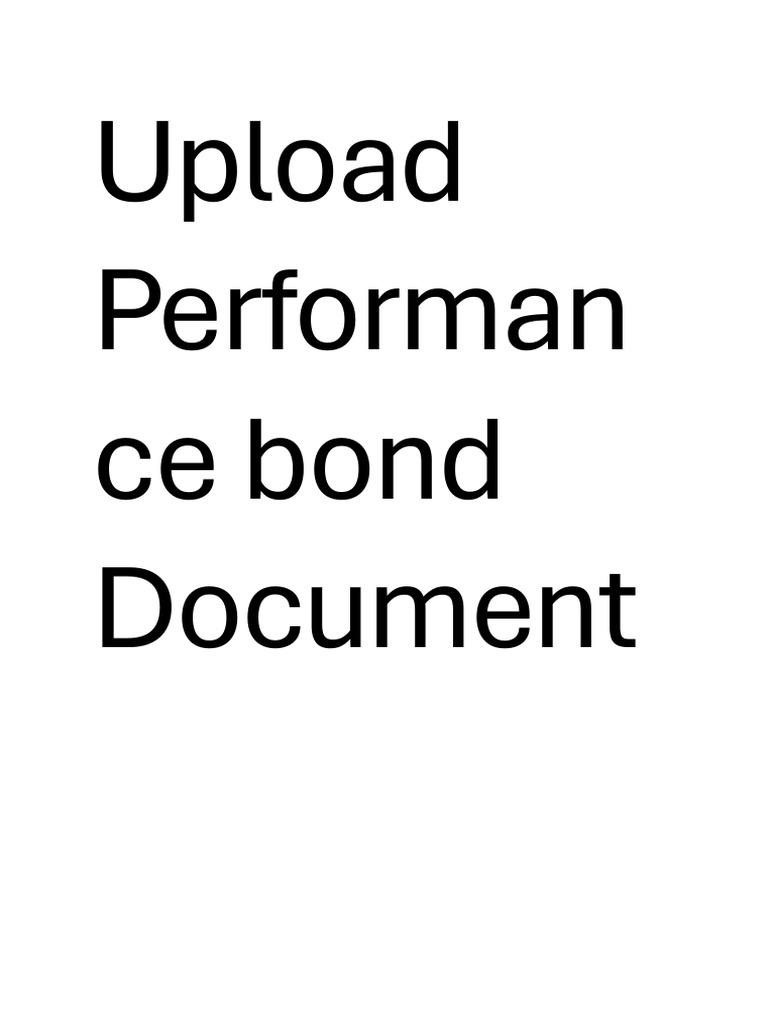 Upload Performance Bond Document | PDF