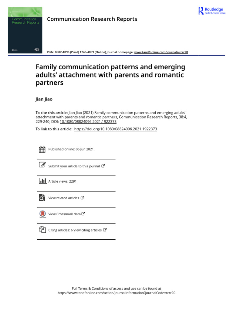 Jiao, J. (2021). Family Communication Patterns and Emerging Adults ...