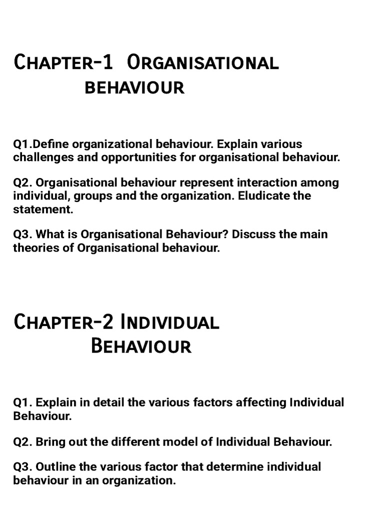 Understanding Organizational Behaviour | PDF