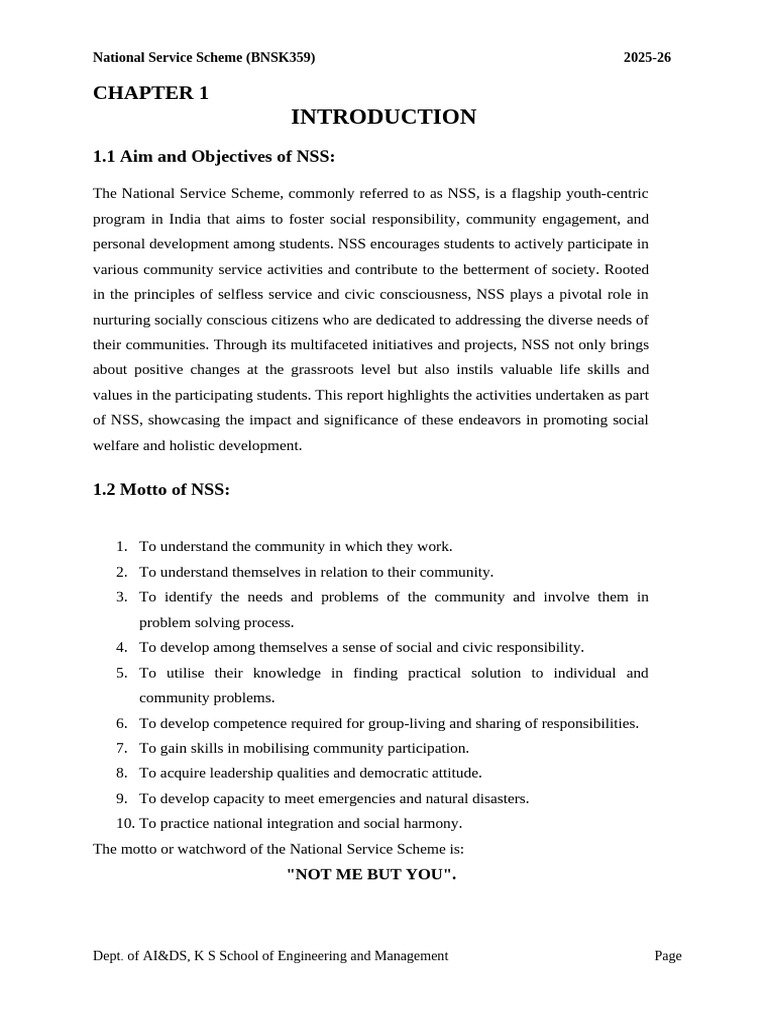 nss body (1) | PDF | Vocational Education | Goal