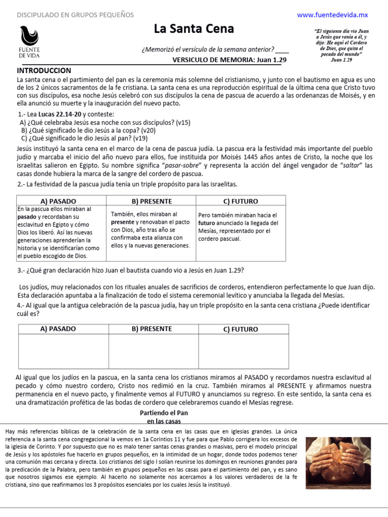 Semana 5 - La Santa Cena - Feb2024 - 20251210 - 183251 - 0000 | PDF ...