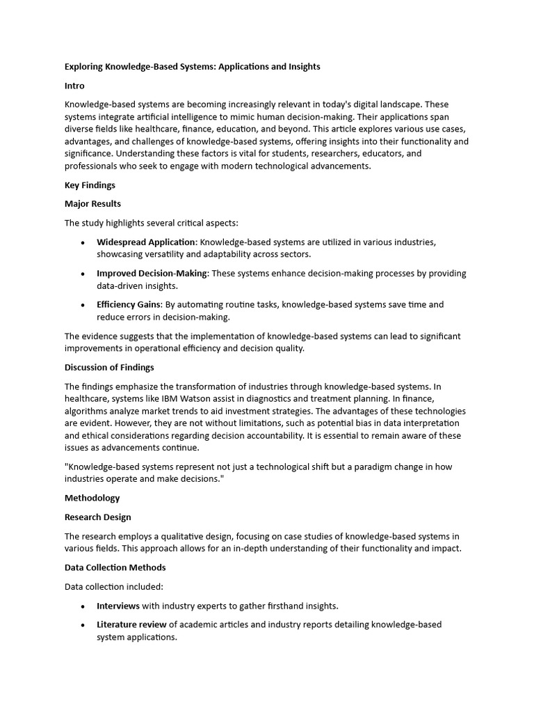Knowledge-Based Systems: Insights & Applications | PDF | Knowledge ...