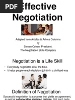 Effective Negotiation: Adapted From Articles & Advice Columns by Steven Cohen, President, The Negotiation Skills Company