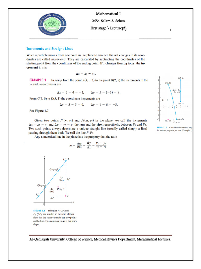 Lecture 3 | PDF | Line (Geometry) | Slope