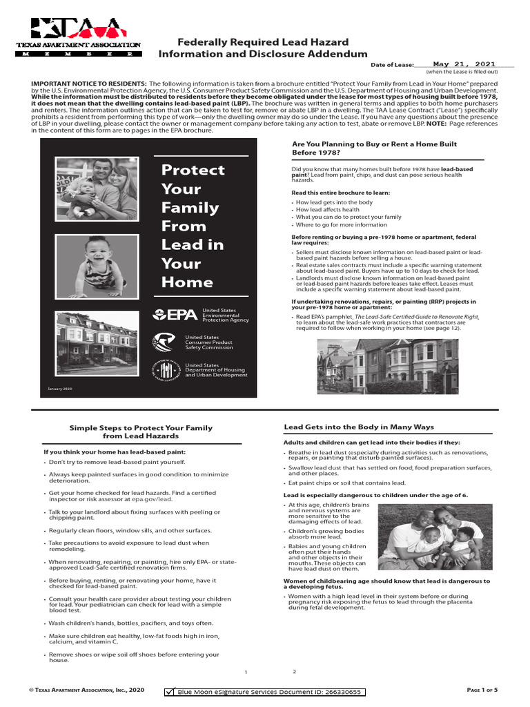 Protect Your Family From Lead in Your Home: Federally Required Lead ...