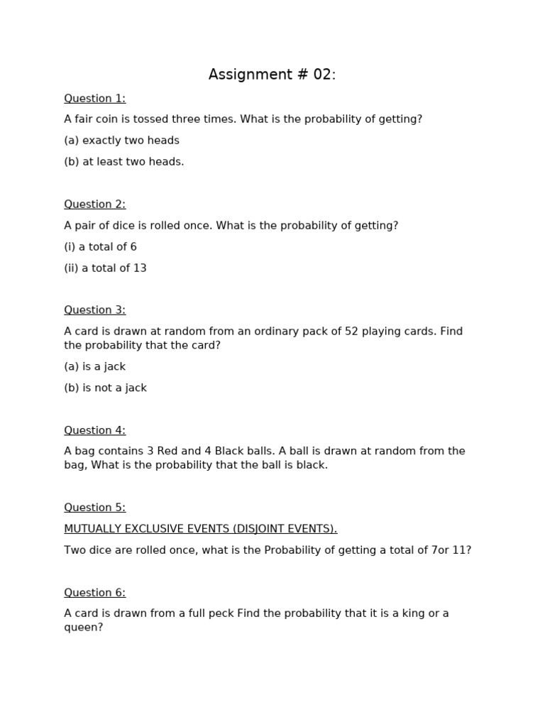 Question of Assignment 2 | PDF | Probability | Probability Theory