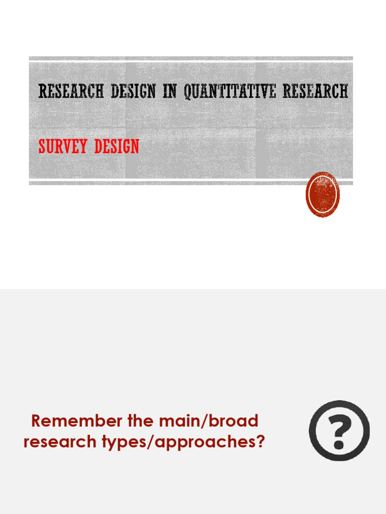 Survey Research Design Overview | PDF | Survey Methodology ...