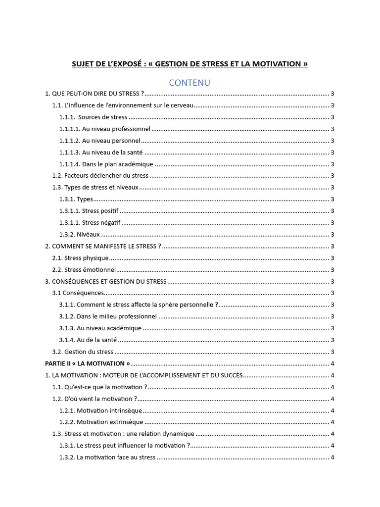 Gestion du Stress et Motivation Efficace | PDF | Motivant | Motivation
