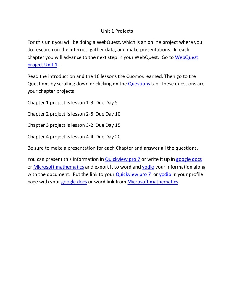 WebQuest Unit 1 Project Guide | PDF | Career & Growth | Computers
