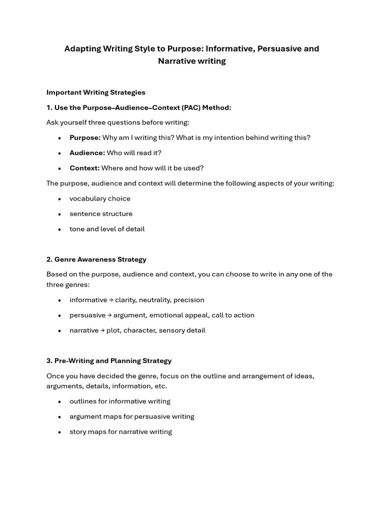 Writing Styles: Informative, Persuasive, Narrative | PDF | Narrative ...
