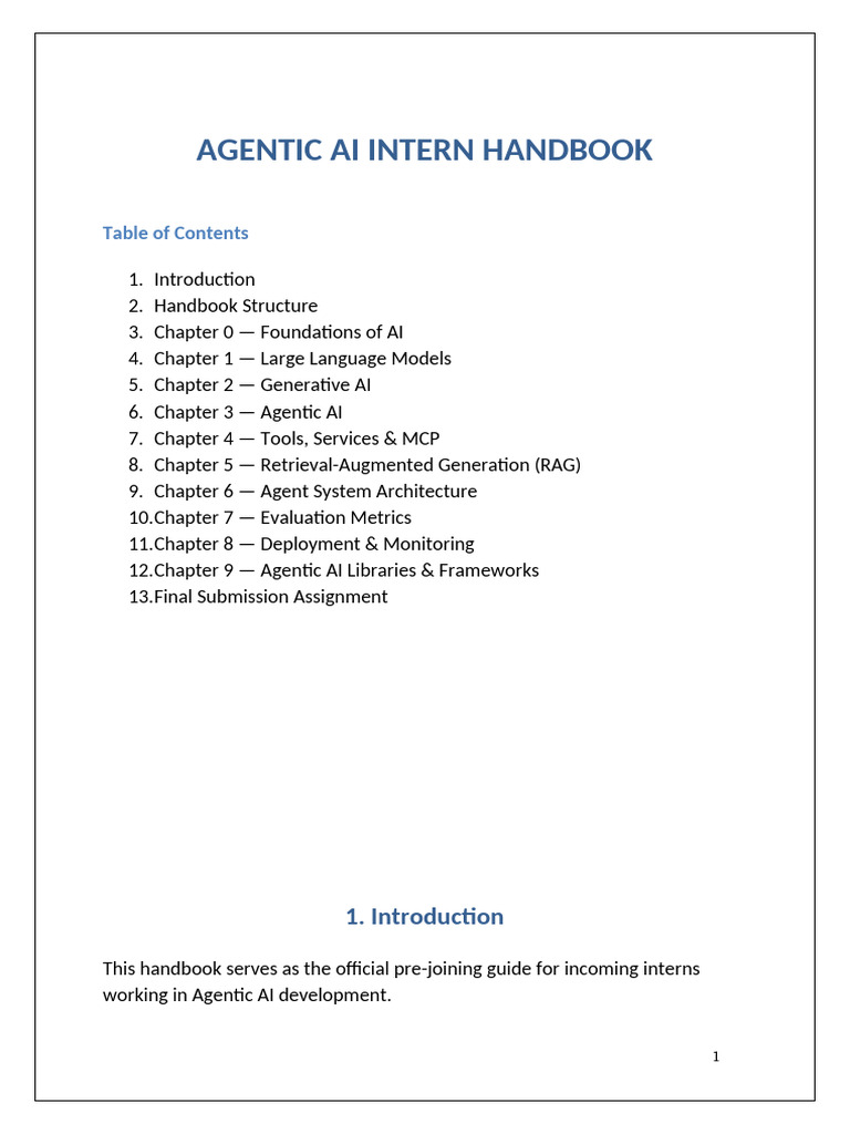 Agentic AI Intern Handbook Guide | PDF | Artificial Intelligence ...