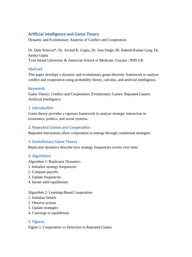 AI-Driven Game Theory Analysis | PDF