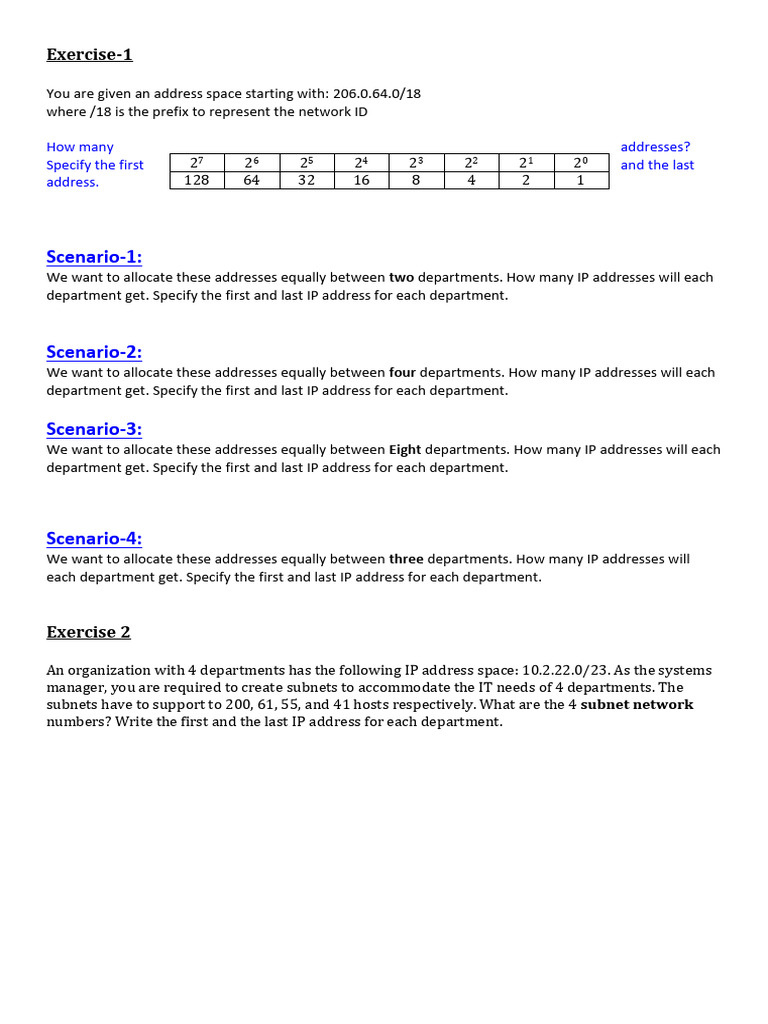IP Address Allocation Scenarios and Subnets | PDF