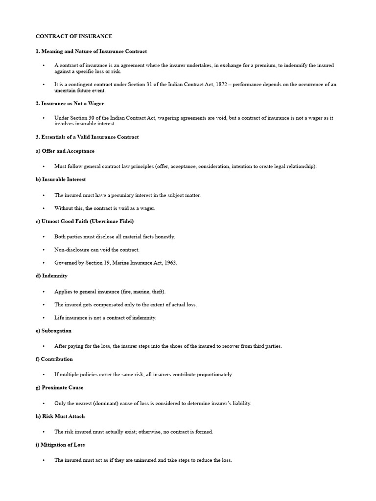 Essentials of Insurance Contracts Explained | PDF | Insurance | Indemnity