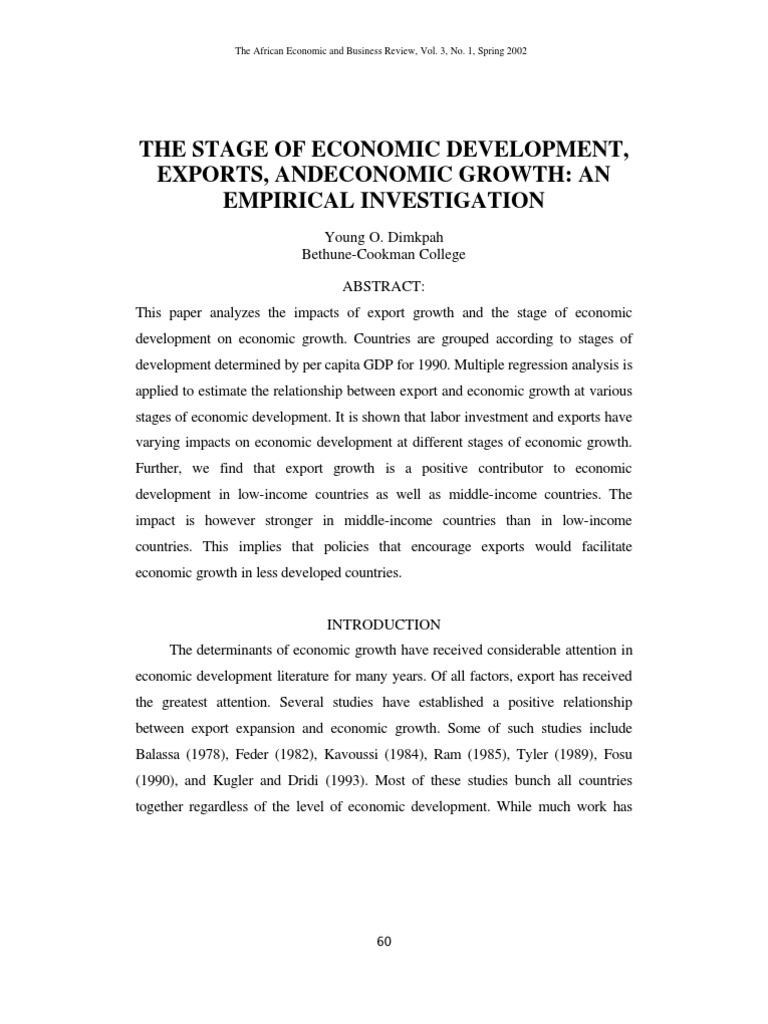 Export Growth and Economic Development Analysis | PDF | Developing ...