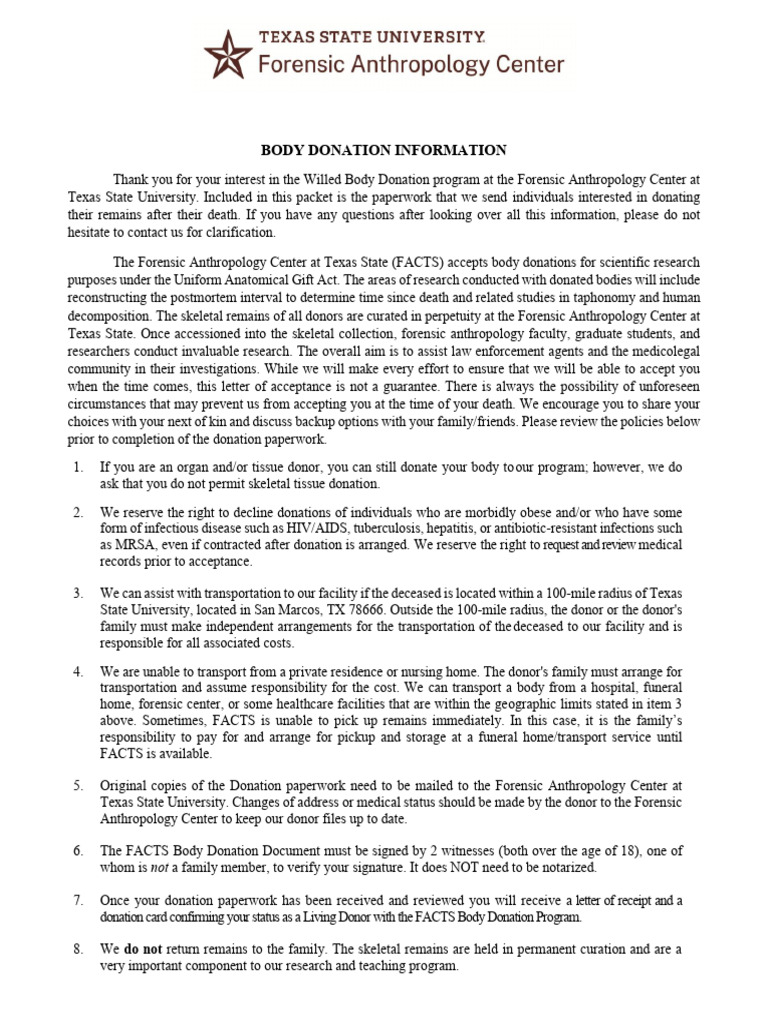 Body Donation Program at Texas State | PDF | Race And Ethnicity In The ...