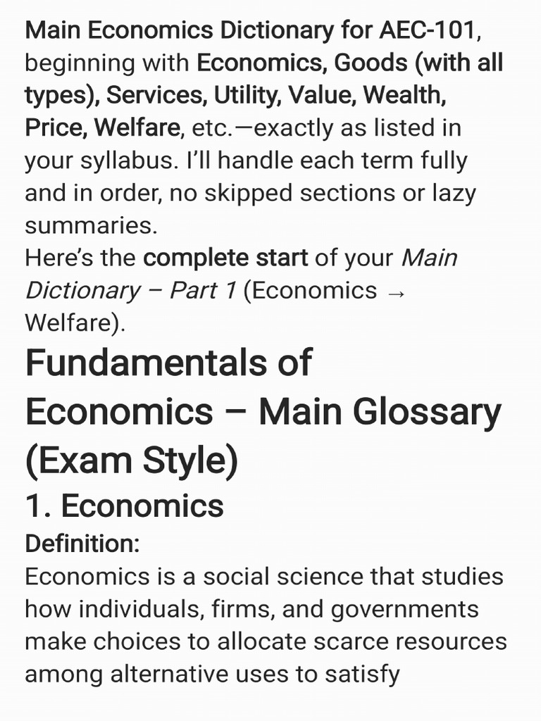 Economics Basic Terminologies | PDF