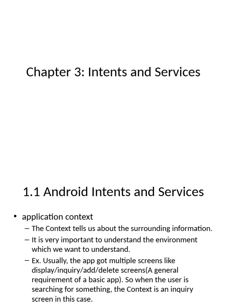 Android Intents, Services, and App Development | PDF | Mobile App | Ios