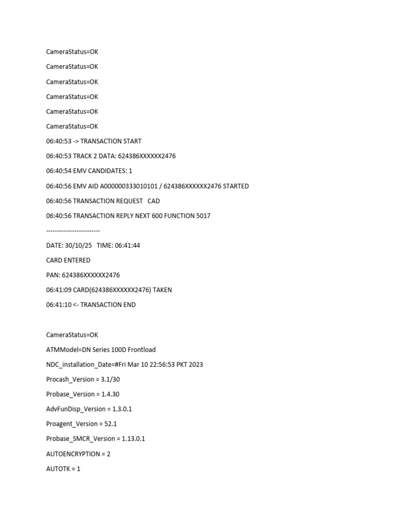 ATM Transaction Log Summary | PDF | Emv | Computer Networking