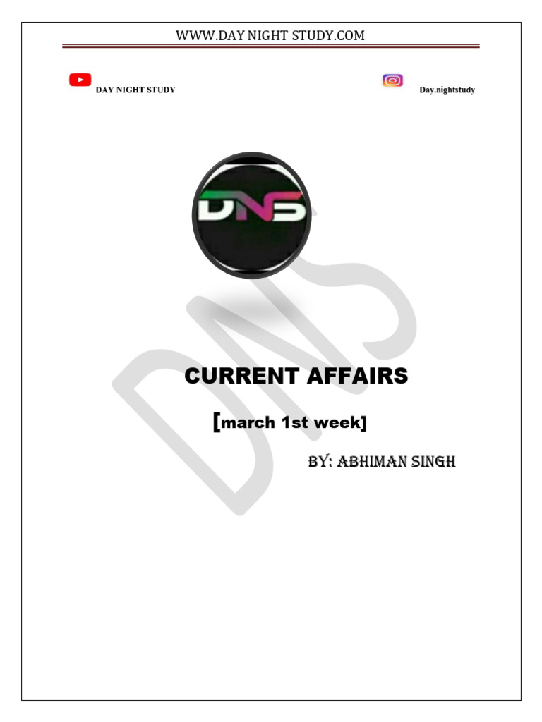 March First Week Current Affairs | PDF