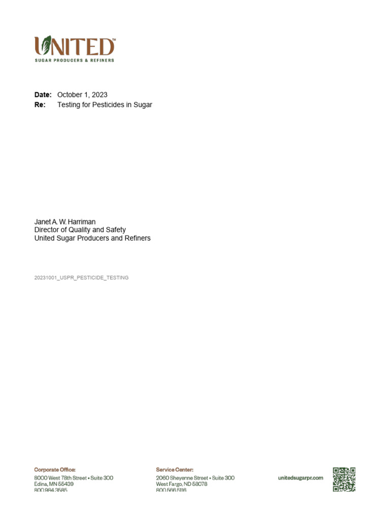 2023.10.01 USPR Pesticide Testing v001 | PDF