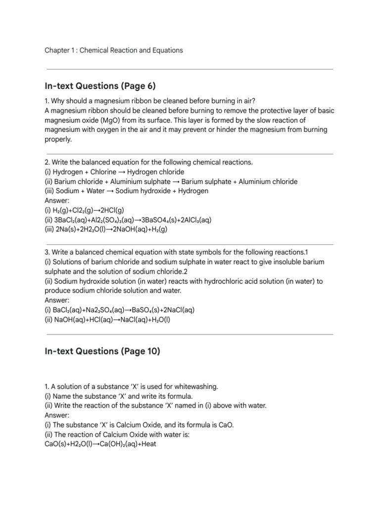 Ch 1- Chemical Reaction & Equations | PDF | Chemical Reactions | Redox