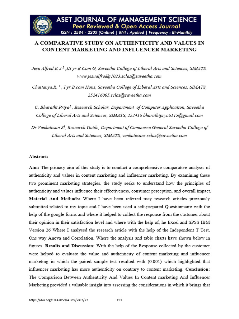 A Comparative Study On Authenticity Andvaluesincontent Marketing and ...